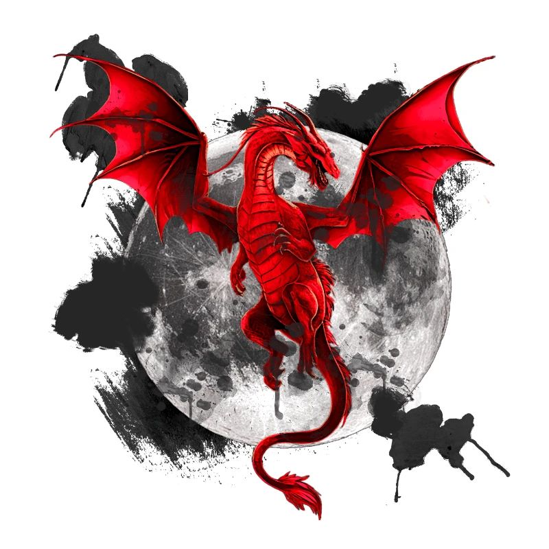 Farbflecken, Drachen Motiv, Monde