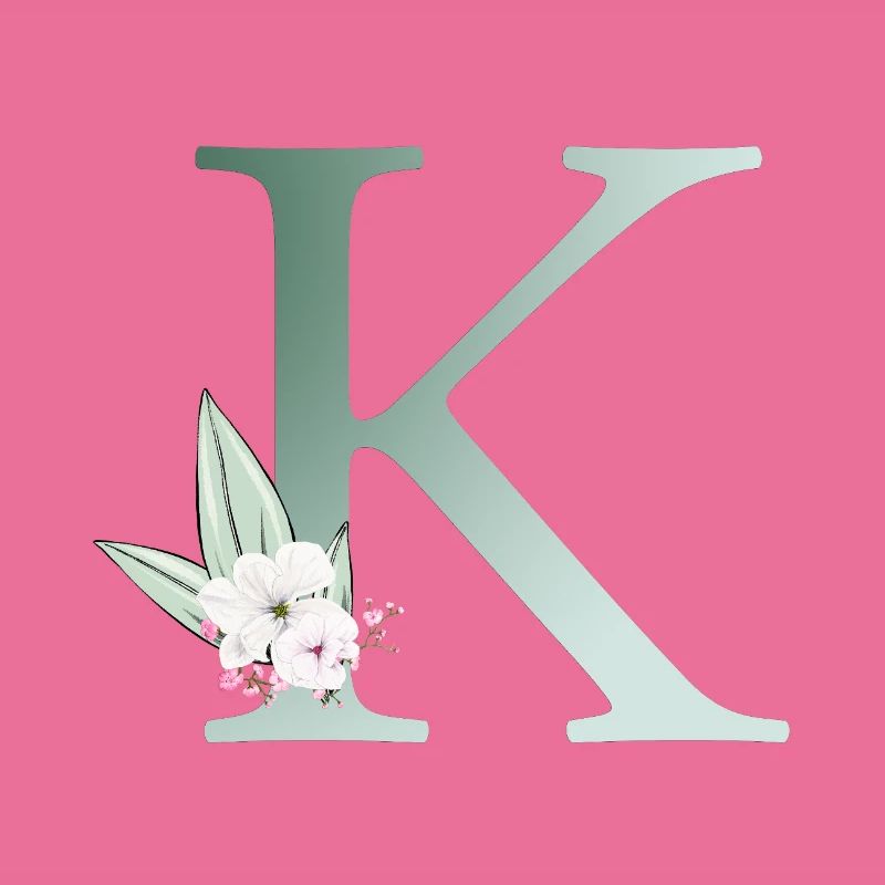 K Monogram, Floral, Personnalisable