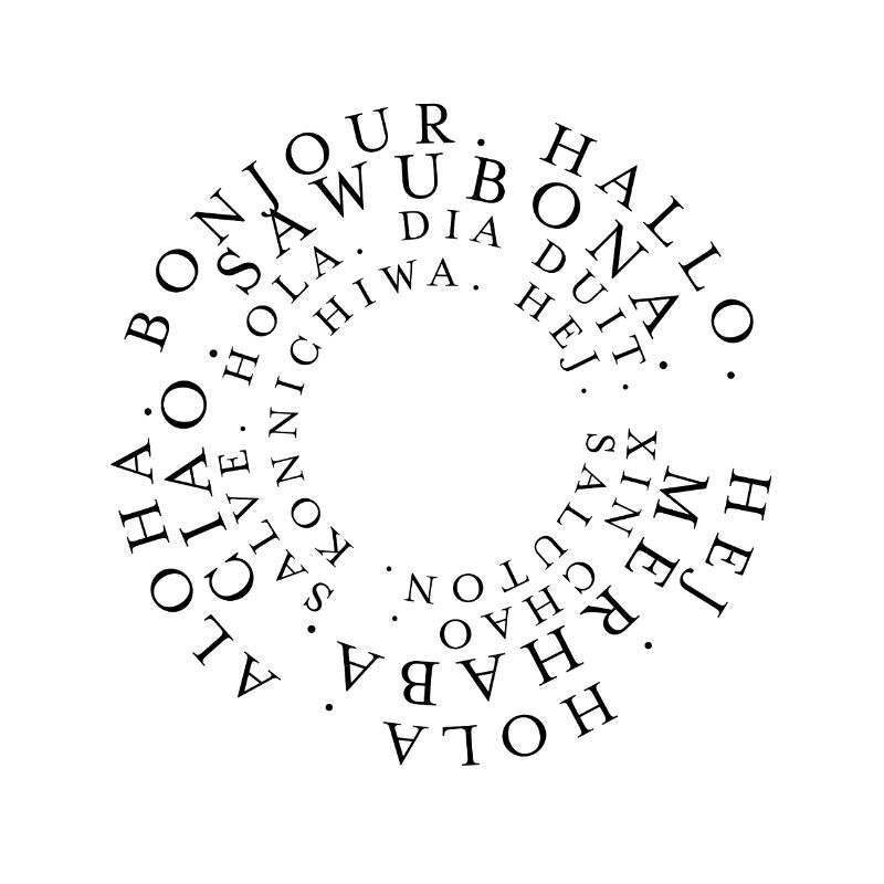 Bienvenue Hello dans différentes langues