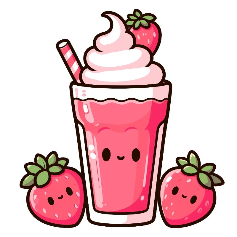 Kawaii Erdbeer-Milchshake Design