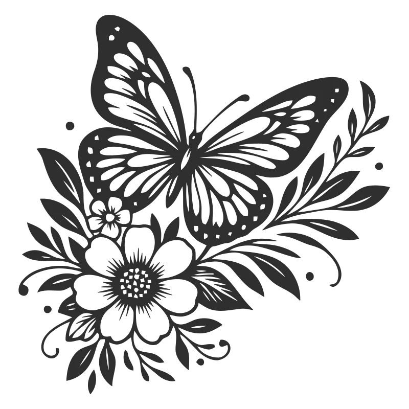 Elegantes Schmetterlings- und Blumendesign