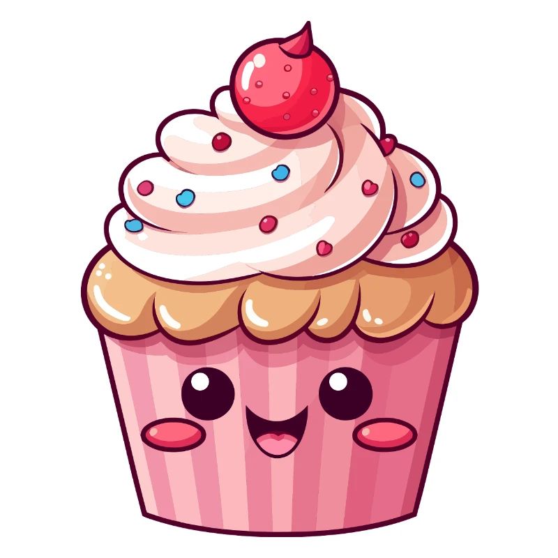 Süßer rosa Cupcake mit Streuseln
