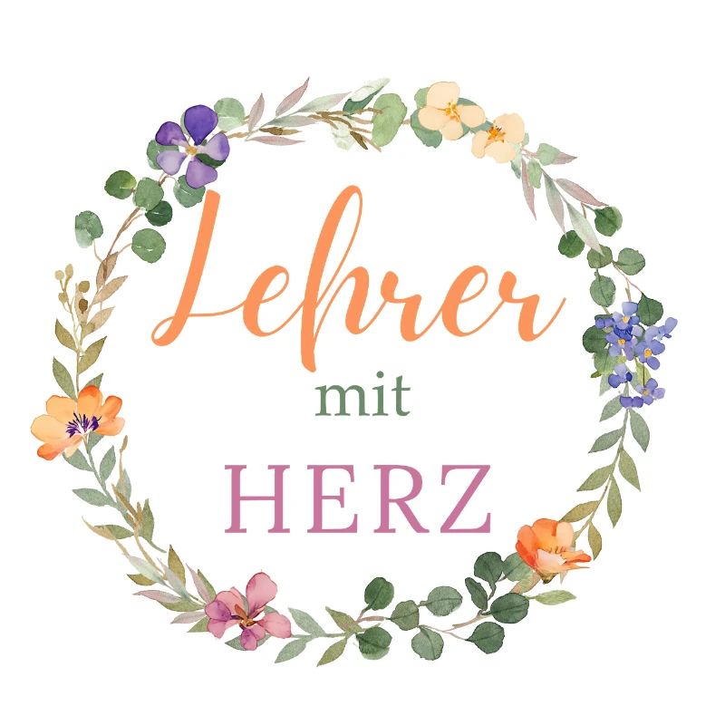 Lehrer mit Herz -Blumen-Kranz-personalisiert