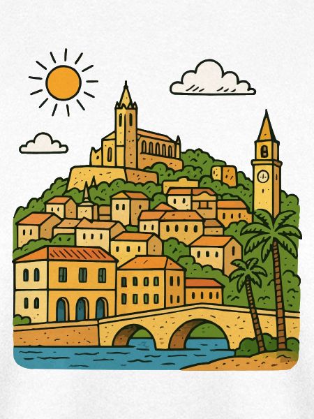 Farbige Stadtlandschaft von Mallorca