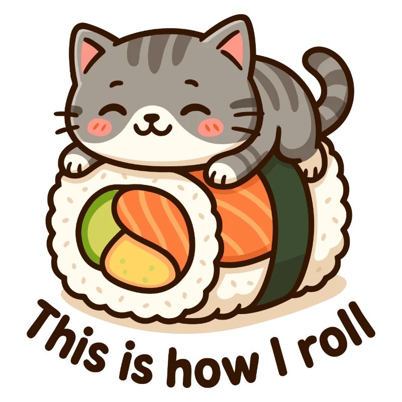 Süßer Kätzchen Sushi Druck