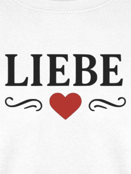Liebe Schriftzug mit rotem Herz 