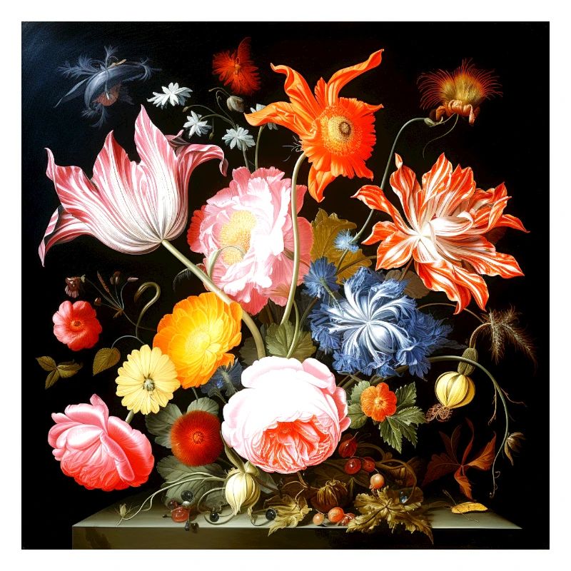 Vitale Blumenkomposition im flämischen Barockstil