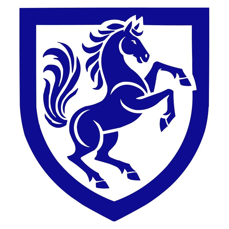 Blaues Pferdeschild Silhouette