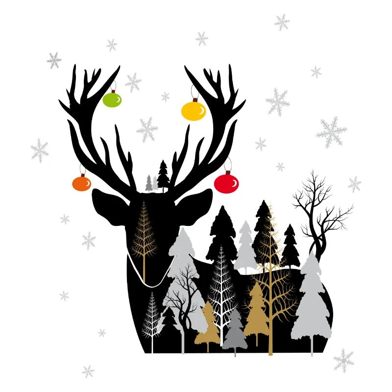 Winterwald mit Rentier 