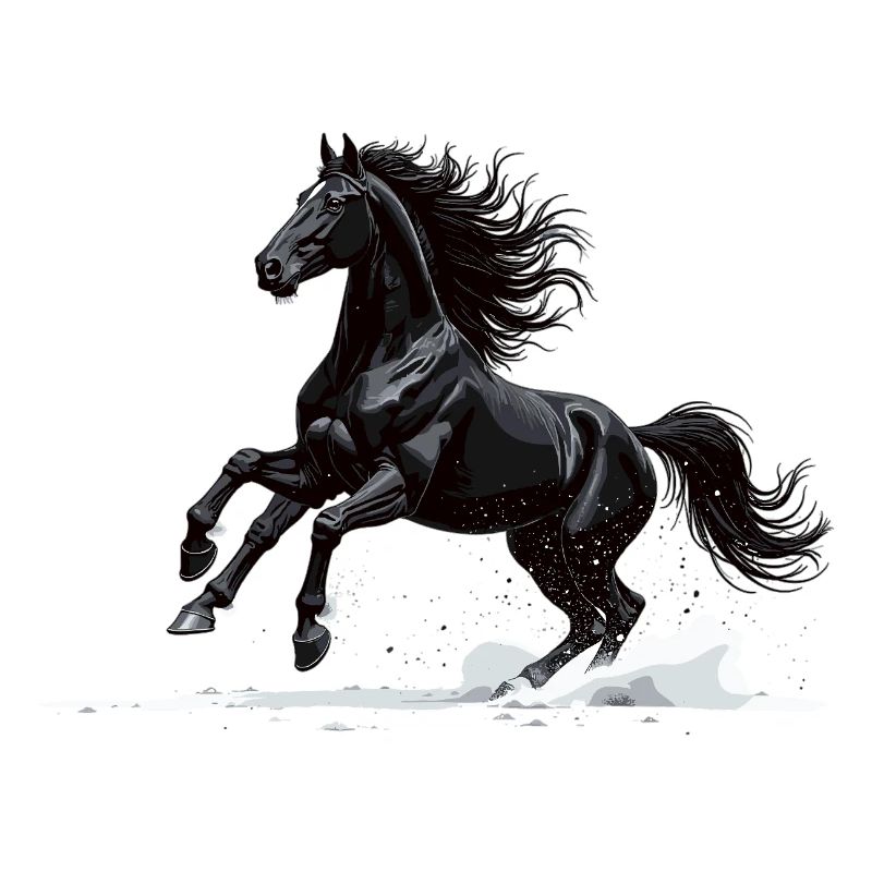 Schwarzer Galopp: Pferd in Bewegung