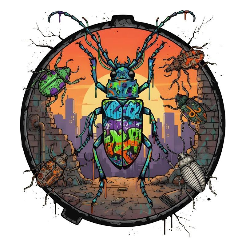 Insectes Graffiti au coucher du soleil