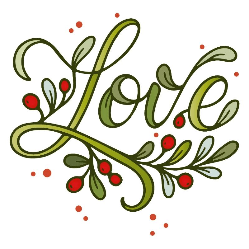Lettrage d’amour avec des branches de baies rouges