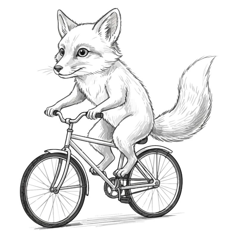 Fox-Radfahrer-Sketch auf dem Fahrrad