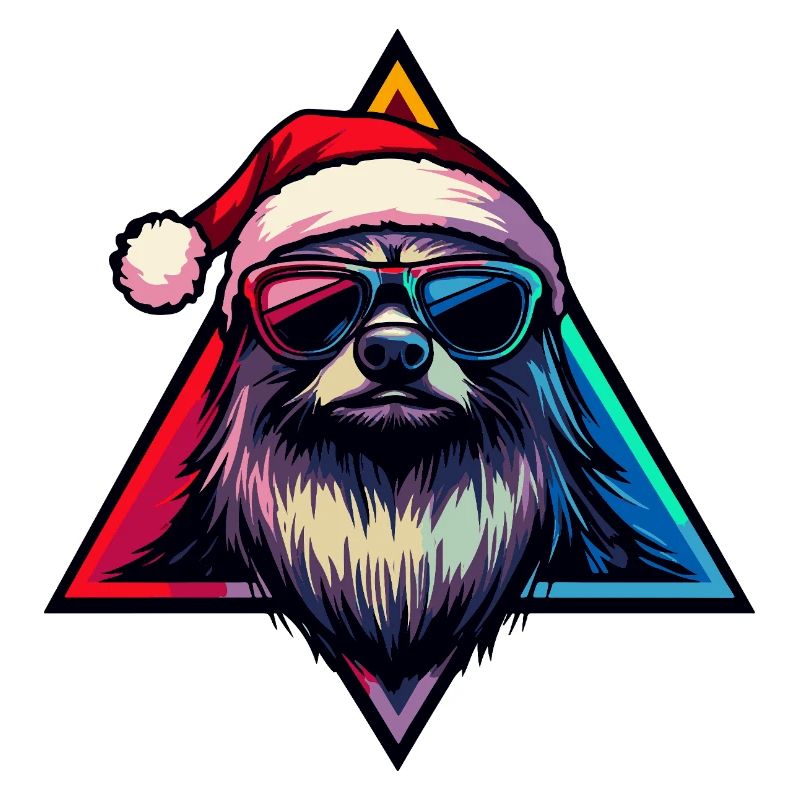 Neon Santa Hund mit Sonnenbrillen