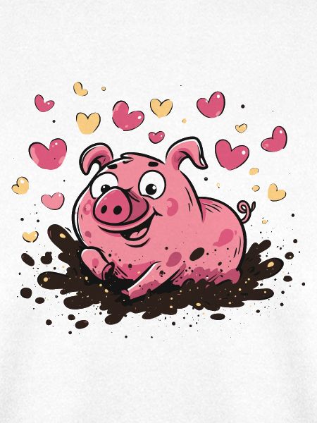 Herzschwein im Schlamm mit Herzen
