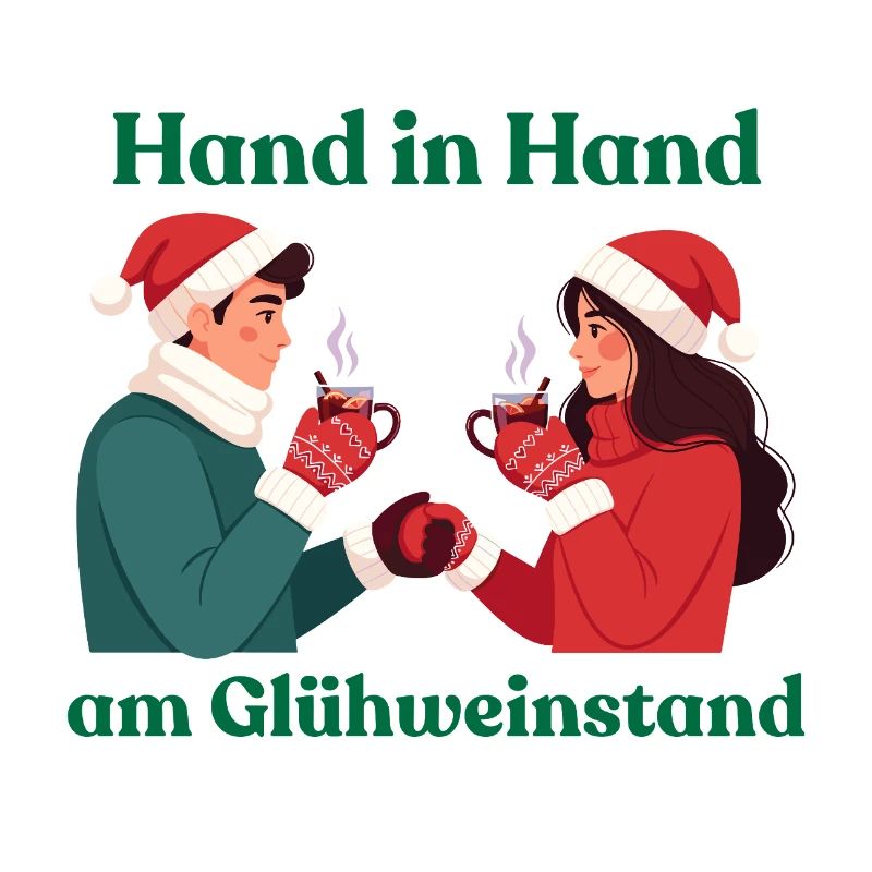 Main dans la main au stand de vin chaud Couple de vins chauds