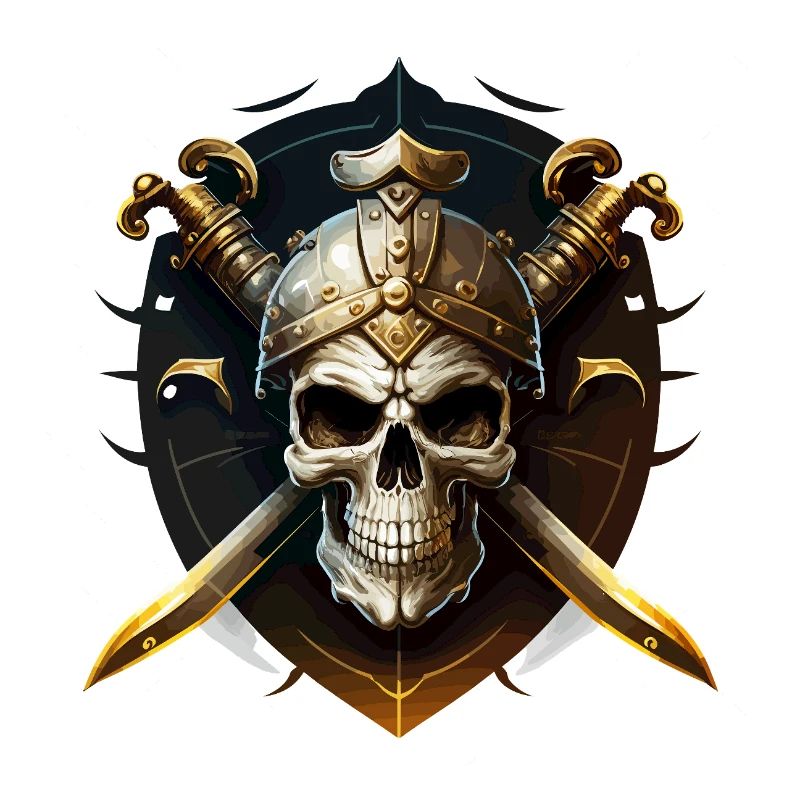 Schädelkrieger mit Helm und Klingen