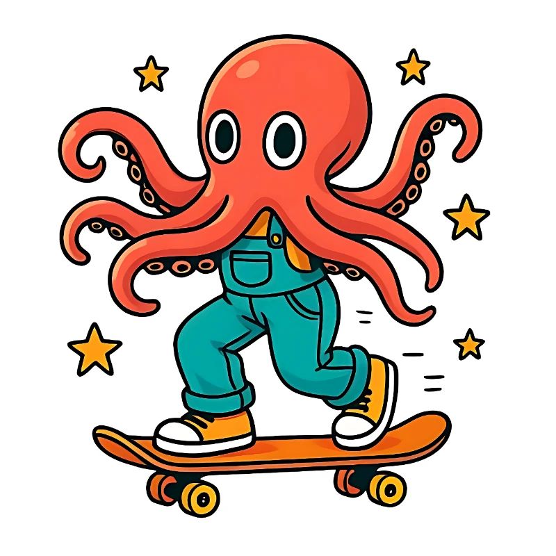 Skater-Oktopus in Latzhose