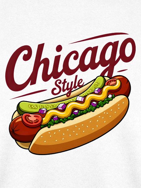 Klassisches Hotdog-Futterdesign im Chicago-Stil