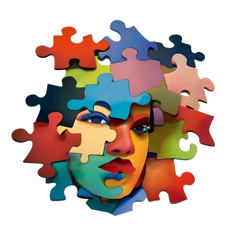 Puzzlesporträt Farbexplosion