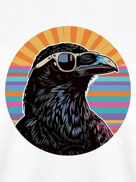 Raven mit Sonnenbrille Retro Vibe