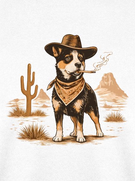 Cowboy Dog mit Wüstenzigarre
