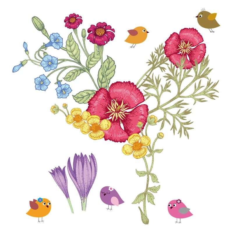 Blumenstrauß mit Vögel