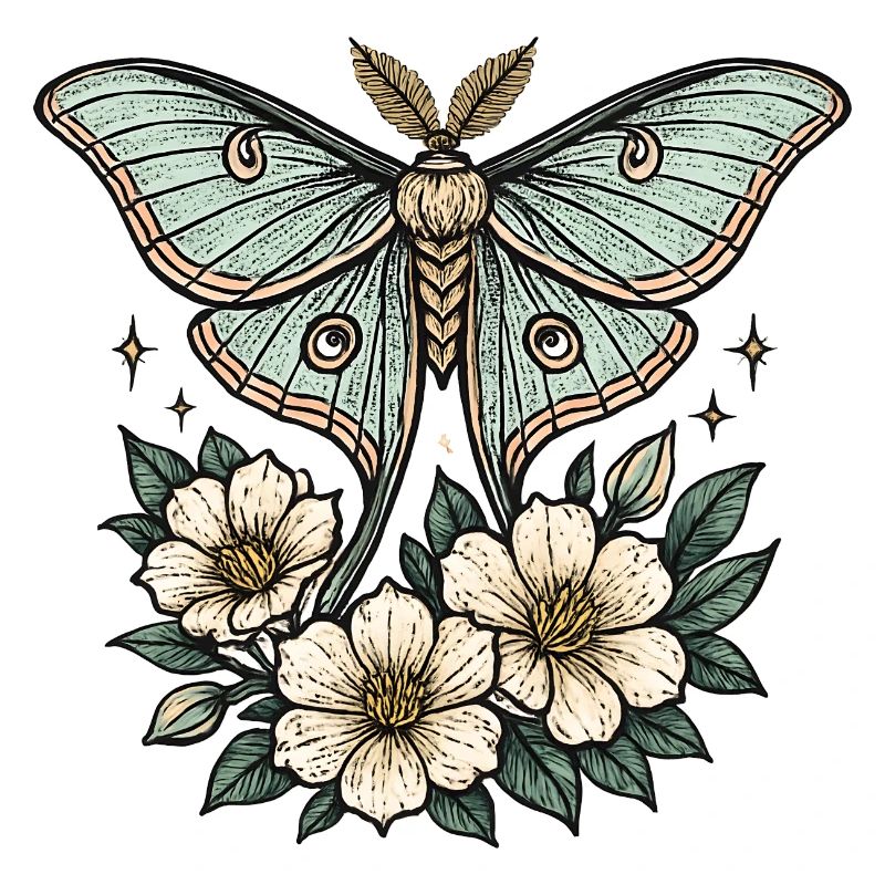 Papillon turquoise avec des fleurs