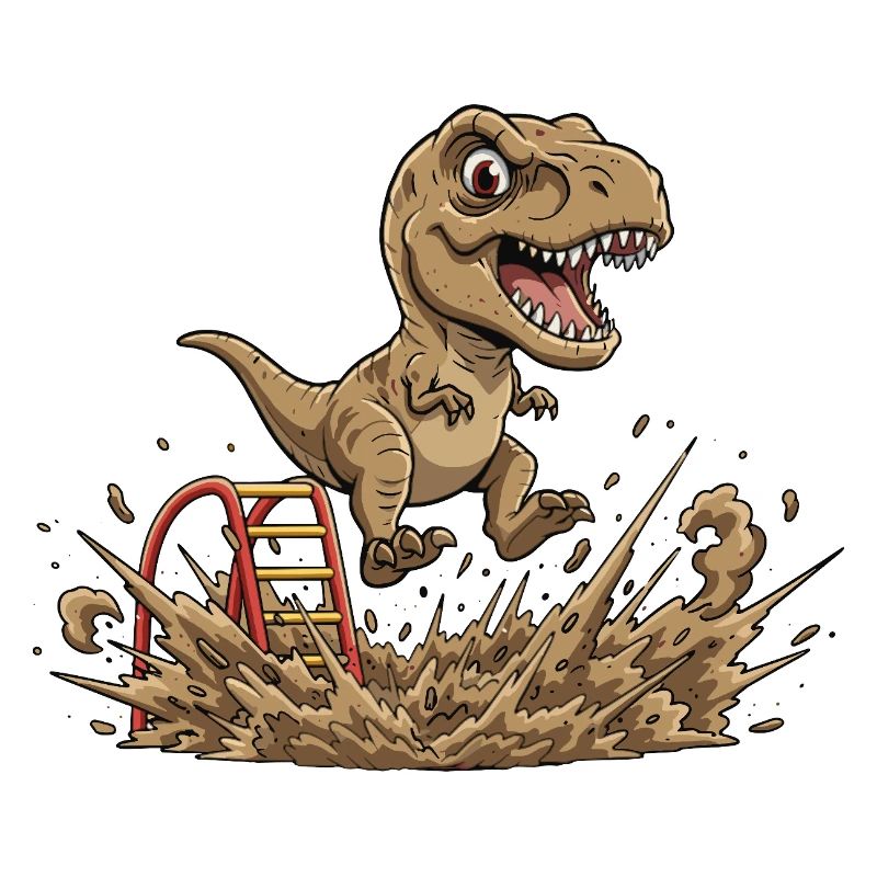 Dino Sprung im Schlamm