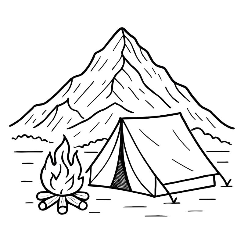 Bergcamping Nachtsilhouette