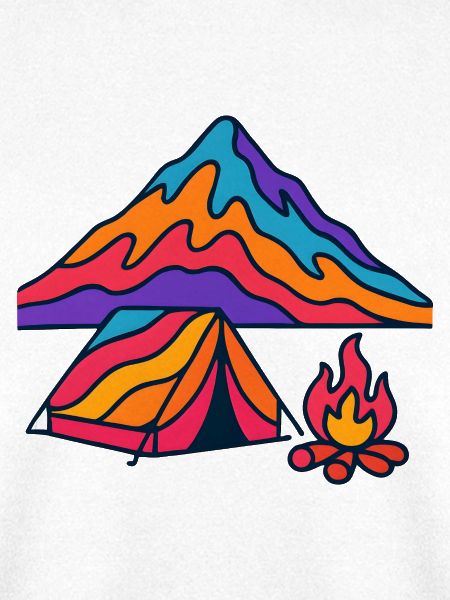 Neonberge Zeltlager Feuer