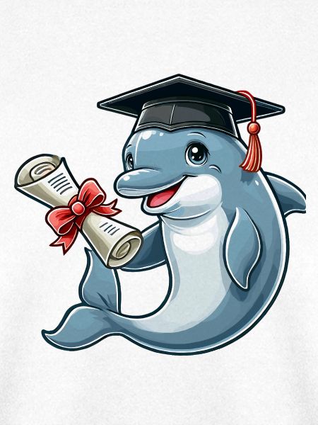 Delfin mit Abschlusskappe und Diplom