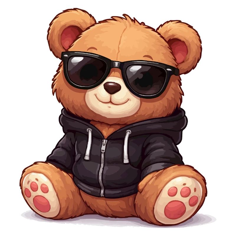 Doudy à capuche sympa avec des lunettes de soleil