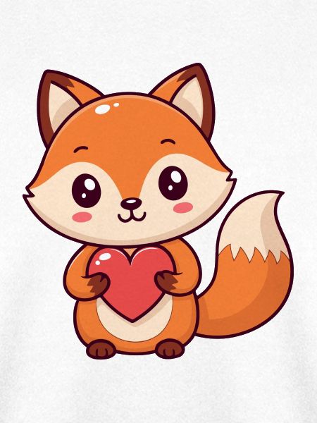 Kawaii-Fuchs Buntes Herz