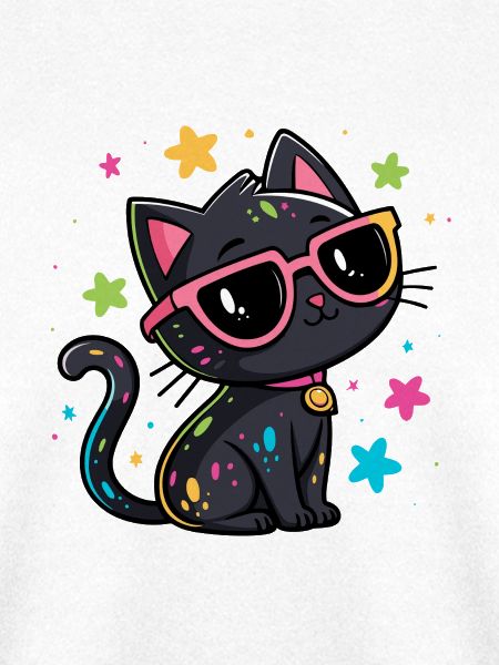 Schwarzes Katzenkonfetti und rosa Brille