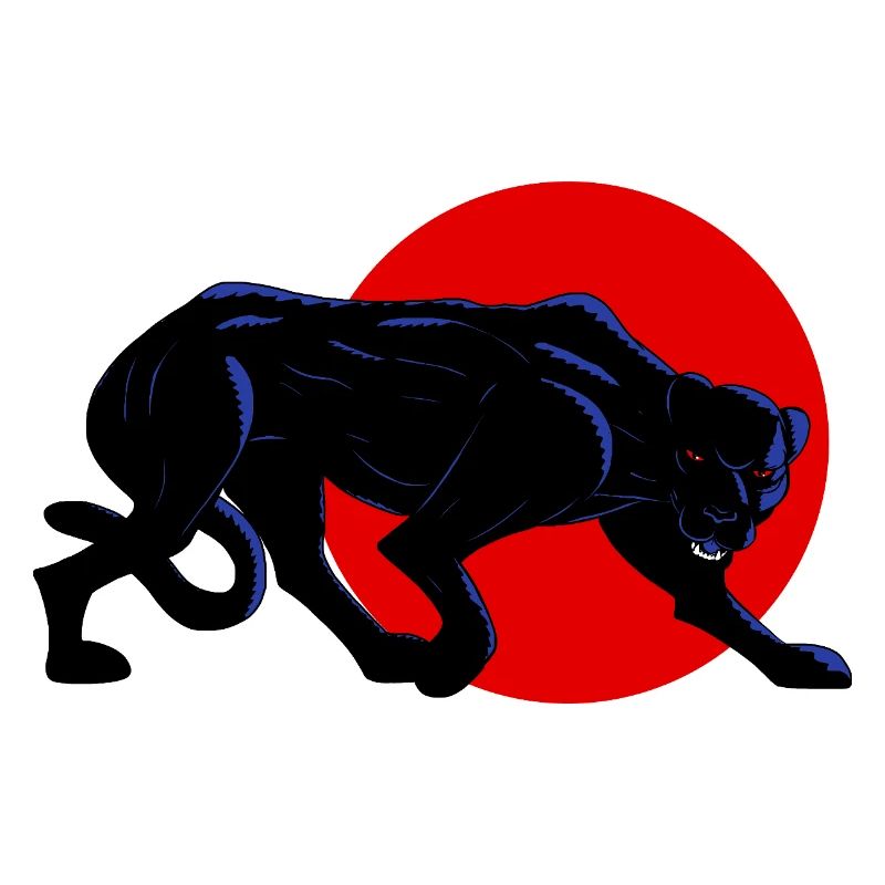Panthère noire sur cercle rouge