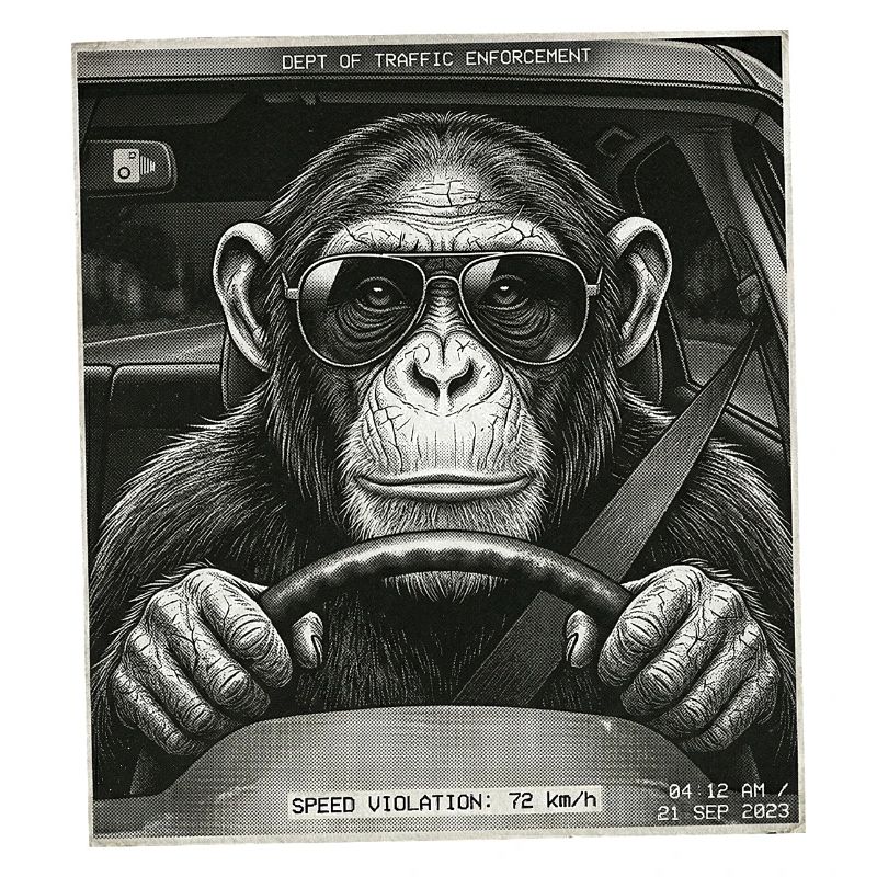 Les radars piégeaient le chauffeur de voiture singe