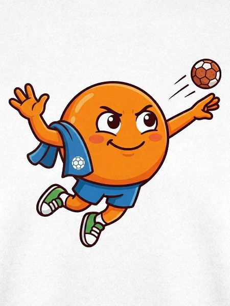 Lustiger Handball Orangenheld Cartoon