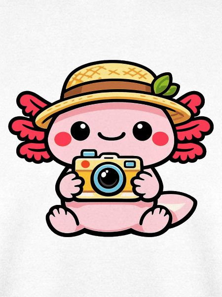 Axolotl Kamera Kawaii Strohhut-Zauber