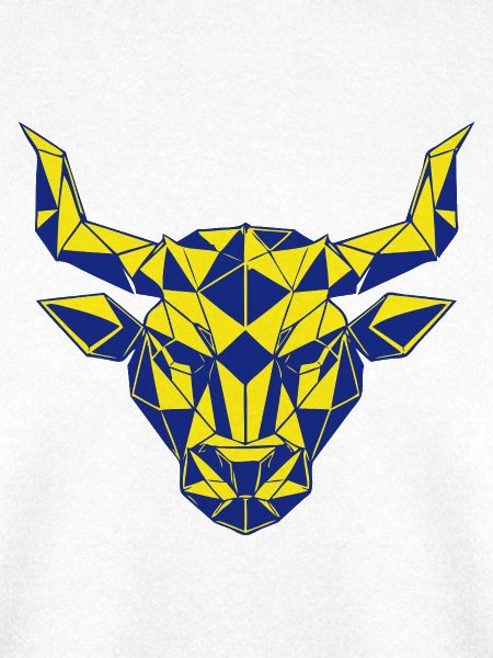 Geometrischer Stierkopf Gelb-Navy 
