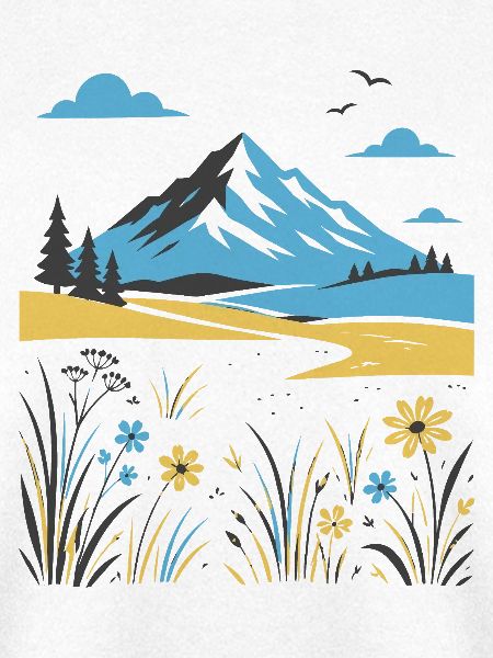 Berglandschaft mit Blütenwiesen