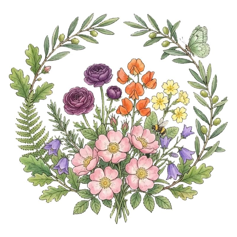 Happy Fragrant Fresh Spring Floral Circle