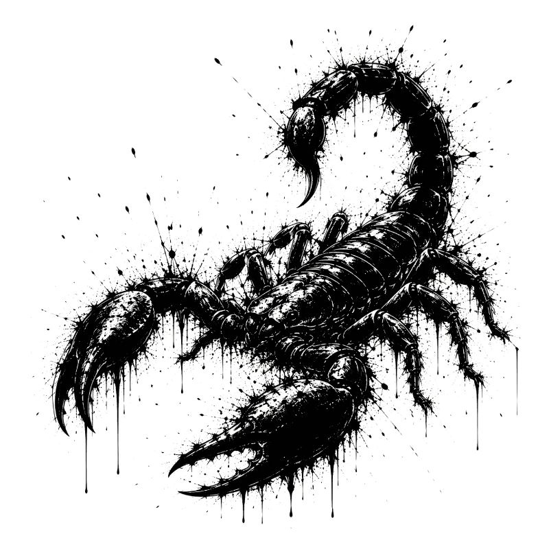 Schwarzer Skorpion Splatter Art