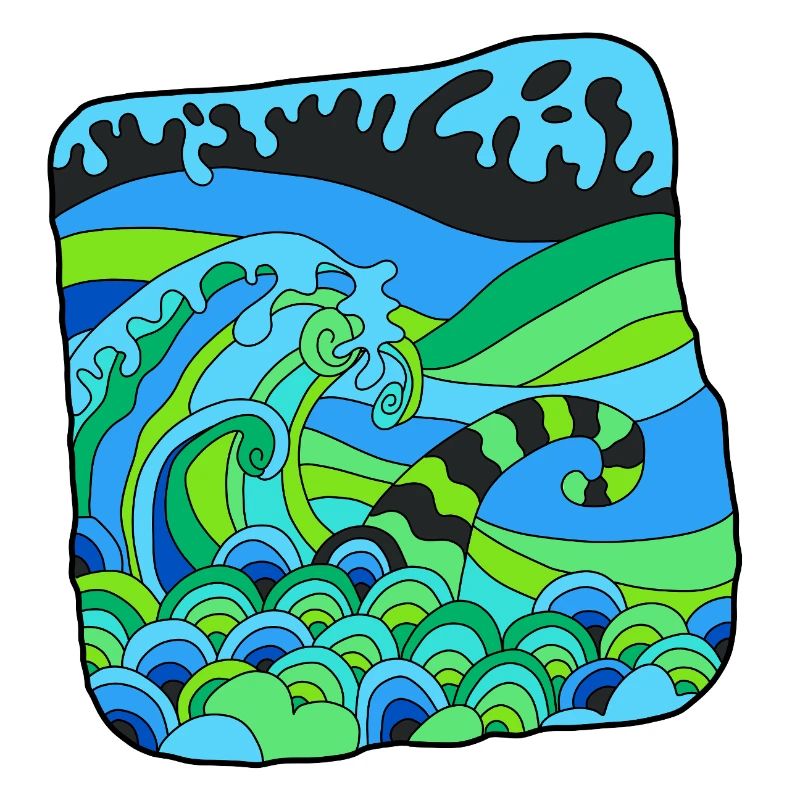 Green Deco Waves