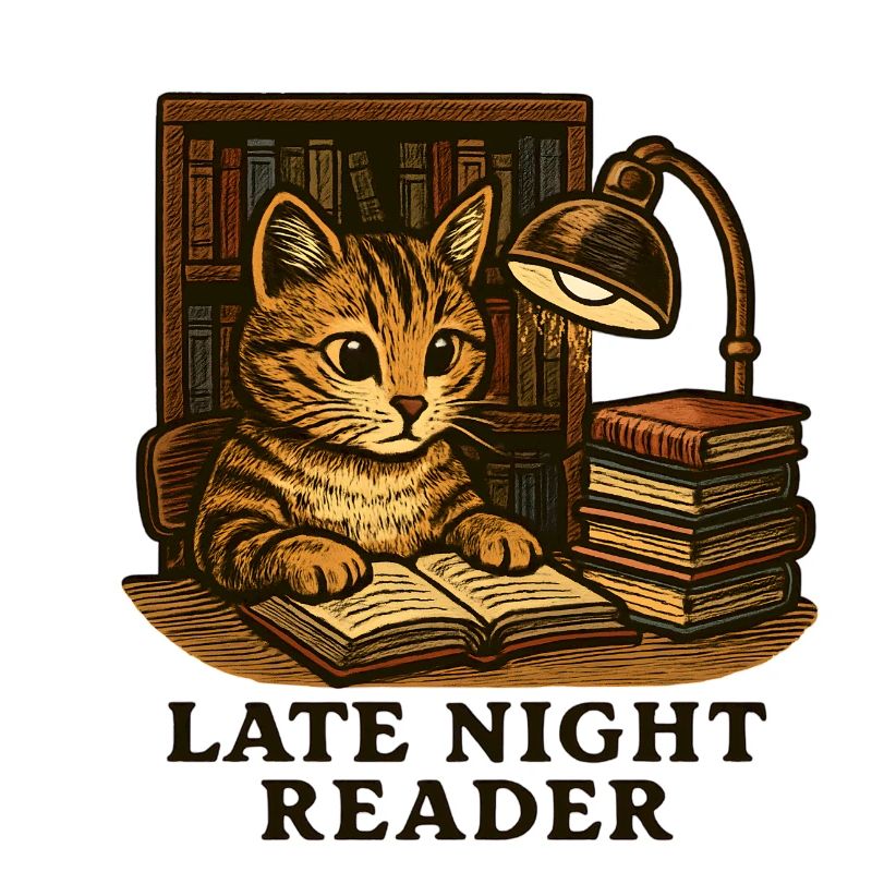 Nachtlektüre: Katze am Lesetisch
