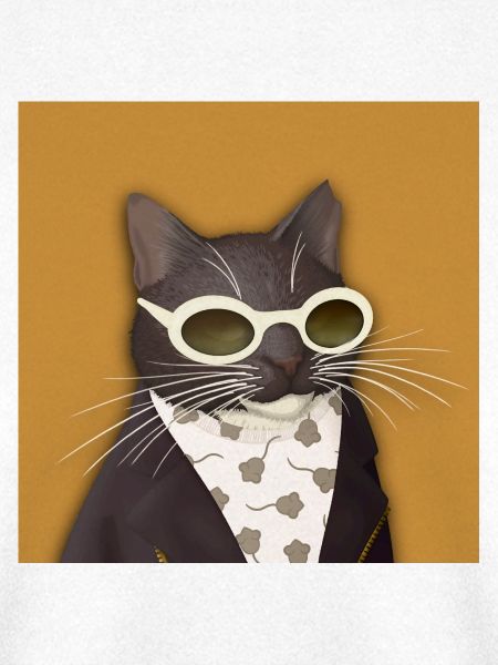 Katze in Lederjacke und Sonnenbrille
