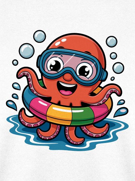 Bunter Oktopus mit Schwimmring & Taucherbrille