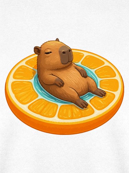 Relaxter Capybara auf Orangenscheibe