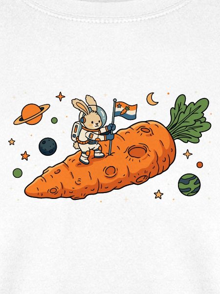 Astronaut Bunny auf riesigem Karotten-Asteroiden