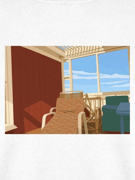 Gemütlicher Liegestuhl auf sonniger Veranda 